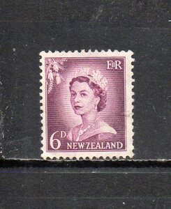 17B210 New Zealand 1955 year normal country . Elizabeth 2. modified version 6d unused OH