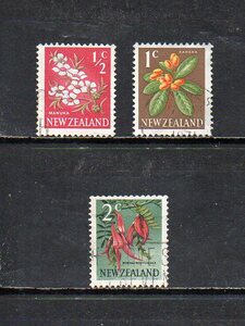 17B183 New Zealand 1967 year normal flower series 0.5c,1c,2c 3 kind used 