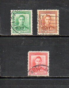 17B202 New Zealand 1938 year normal country . George 6.0.5d,0.5d,1d 3 kind used 