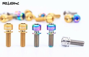 ★3.6g チタンワッシャー付 M6x18mm 2本 虹色 ★クランク ステム ブレーキなど 固定ボルト ★RISK