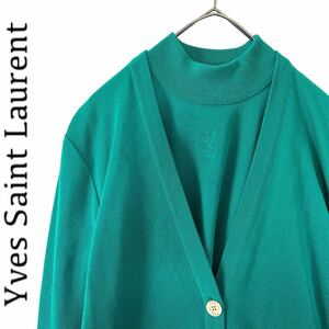【Бесплатная доставка】 yvsaintlaurent eve eve saint laurent ensemble вязаный 2 -точный набор кардиган -свитер зеленый зеленый золотой кнопку M m