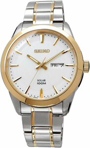 SEIKO/セイコー 海外モデル ソーラー 日付曜日表示機能 ホワイト シルバー ゴールド メンズ 腕時計 SNE364/SNE364J1/SNE364P1