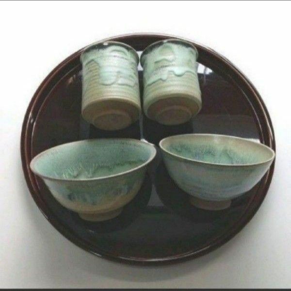陶芸 夫婦 茶碗 湯呑み 釉薬 和食器 みどり あお おちゃわん 日本文化