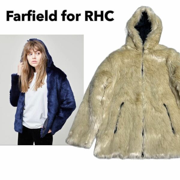 状態良 Farfield for RHC fake far jacket ロンハーマン別注 フェイクファー ジャケット パーカー ファーフィールドオリジナル