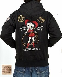 BR×BETTYコラボ ボンディングパーカー◆The BRAVE-MAN ブラックMサイズ BBB-2243 ブレイブマン ベティーちゃん 刺繍