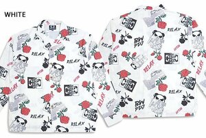 B/W-PDJ RELAXシリーズ 薔薇パンダ総柄プリントシャツ◆PANDIESTA JAPAN ホワイトXLサイズ 592605 パンディエスタジャパン ゆったりめ