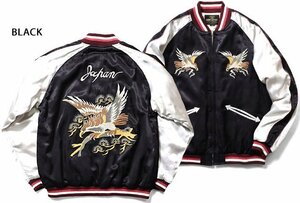 レーヨンスカジャン「HAWK」◆HOUSTON ブラックXLサイズ 51222 ヒューストン スーベニアジャケット 刺繍 鷹 中綿