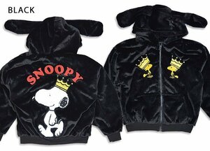 ロウブロウナックル×スヌーピー SNOOPYフェイクファーパーカー◆ロウブロウナックル ブラックXXLサイズ 592403 ピーナッツ 男女兼用