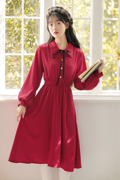 ワンピース ドレス ロングワンピース カジュアル フレア オシャレ 気質 綺麗め 人気 着痩せ 姫系 清楚系 長袖 高品質