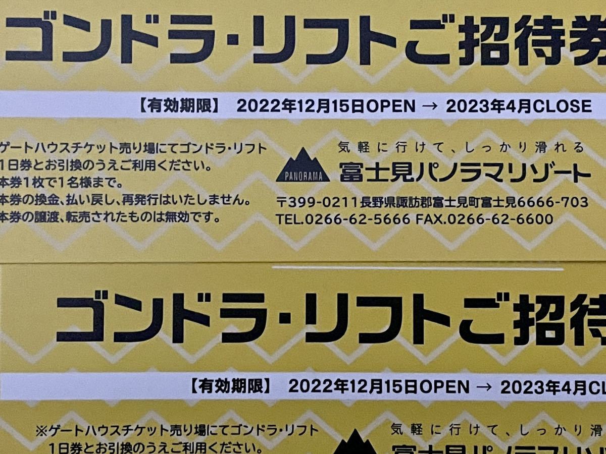 富士見パノラマリゾート ゴンドラリフト1日券3枚 人気絶頂 8160円 www