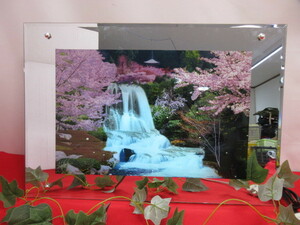 14OH3051 インテリア 音の出る絵　自然風景　滝春の風景　置物　オブジェ　