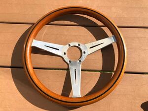 [ rare rare thing ] Nardi Classic φ36.5 NARDI wood polish silver old car that time thing 36 37φ No.589