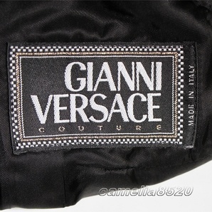 GIANNI VERSACE ジャンニ ヴェルサーチ スカート スーツ 千鳥格子 ブラック / オフホワイト ウール 上下 38 サイズ イタリア製 中古 美品の画像5