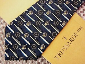 ♪29730C♪良品【船 ボート 舵 柄】トラサルディ【TRUSSARDI】ネクタイ