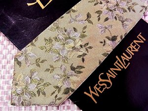 【在庫処分セール】●特売●FK0178●【YSL】サンローラン【刺繍 花 植物 柄】ネクタイ●