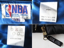 希少 ビンテージ NBA ロゴワッペン ロゴ刺繍 フード取外し可 2WAY キルティング 中綿 エコダウンジャケット ベンチコート L 黒 ブラック_画像9