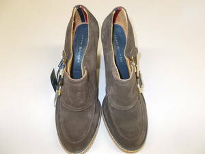 a1018◆TOMMY HILFIGER スウェードヒールブーツ◆EUR38 UK5 24CM ポルトガル製 タグ付未使用品 トミーヒルフィガー ヒールブーツ 4L