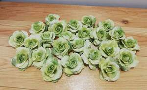[ unused ] Mini rose 24 piece set rose a-tifi car ru flower artificial flower head only green color new goods *