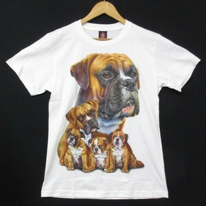 【送料無料】【新品】半袖Tシャツ 犬 イヌ 子犬 DOG ボクサー 白 Lサイズ ■管理番号L18198SSA18-180322-35-3