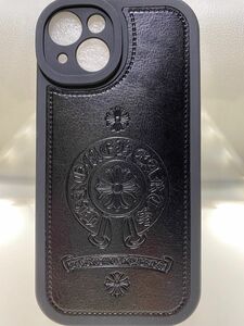 iPhone13★最新素材TPUスマホケース人気のホースシュー＆クロス【ブラック】
