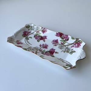 AYNSLEY Aynsley Elizabeth rose sandwich tray England plate 31.5×15.5×3cm plate beautiful goods 