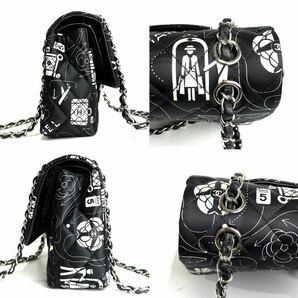 美品!!希少 限定品 16ss CHANEL シャネル エアライン Wフラップ マトラッセ25 チェーンショルダーバッグ シルクサテン シルバー金具の画像6