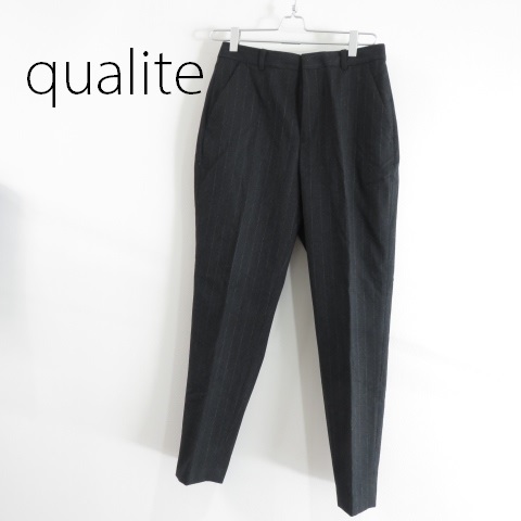 送料込 匿名配送 qualite カリテ ウール シルク スラックス パンツ ストライプ 40