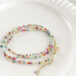 マルチカラー　ビーズネックレス☆カラフル　ポップ　beads jewelry accessories 0556