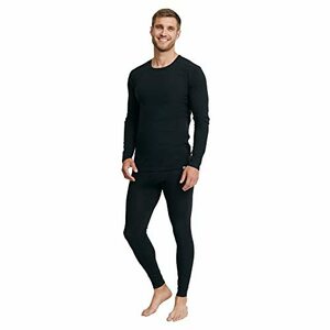 Men's Merino Baselayer Set (LS Shirt + Tights) S Black 1-pack