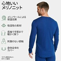 Men's Merino Long Sleeved Shirt 1 pack M Navy 1-pack_画像2