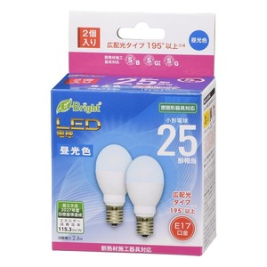 LED電球 小形 E17 25形相当 昼光色 2個入｜LDA3D-G-E17 IH23 2P 06-4808 オーム電機