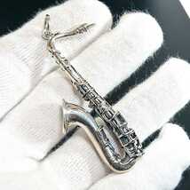 3905 SILVER925 サックストップ シルバー925 音楽 オーケストラ 吹奏楽器 Saxophone JAZZ レトロ サクソフォン ユニセックス お洒落_画像3