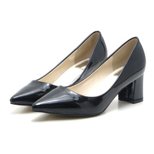  new goods large size pumps black 26cm 131310-42 enamel style futoshi heel 