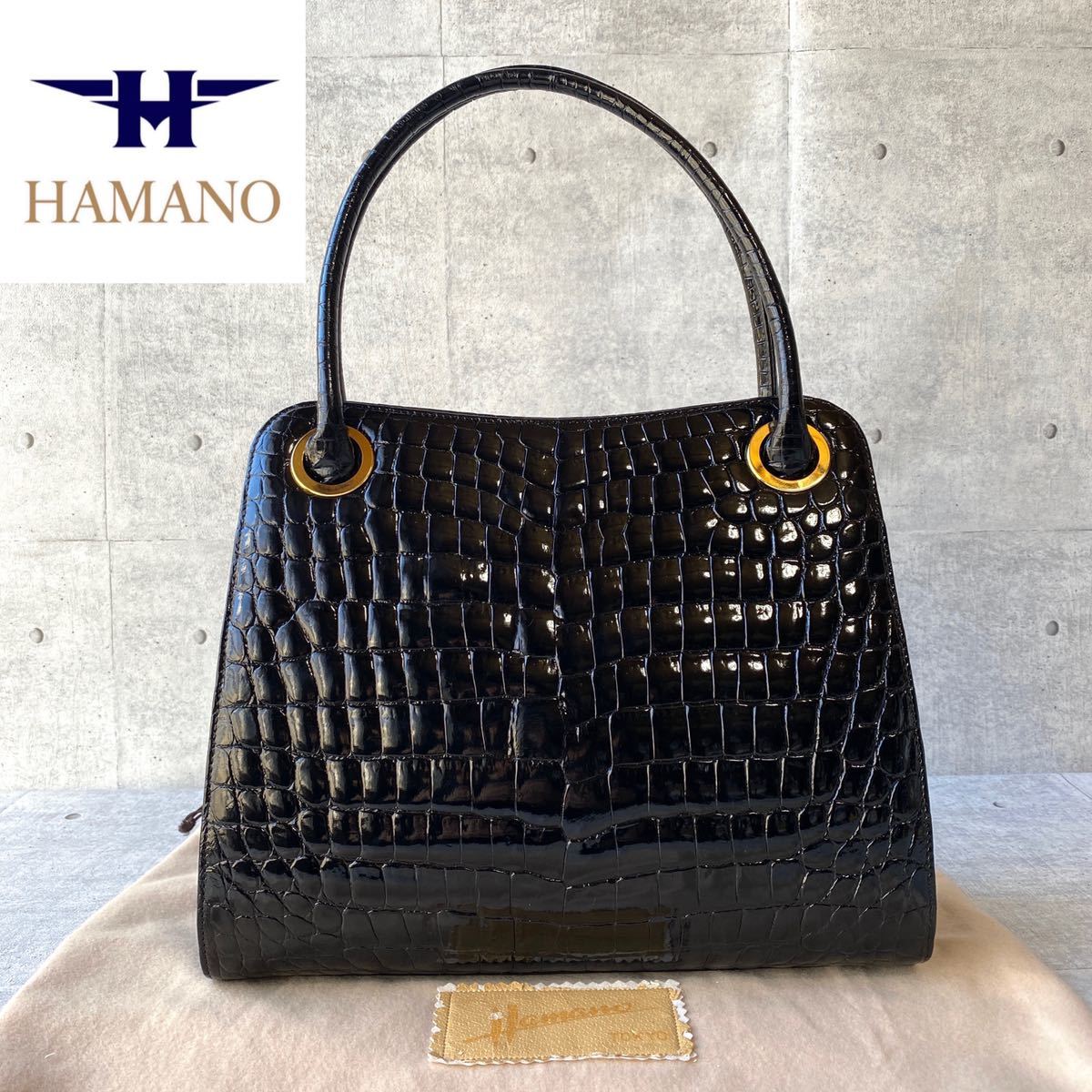 美品 HAMANO ハマノ 濱野皮革工藝 皇室御用達 ハンドバッグ トート