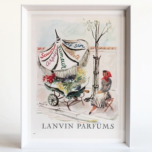 LANVIN ランバン 1948年 香水 Guillaume Gillet イラスト フランス ヴィンテージ 広告 額装品 アートフレーム ポスター アンティーク