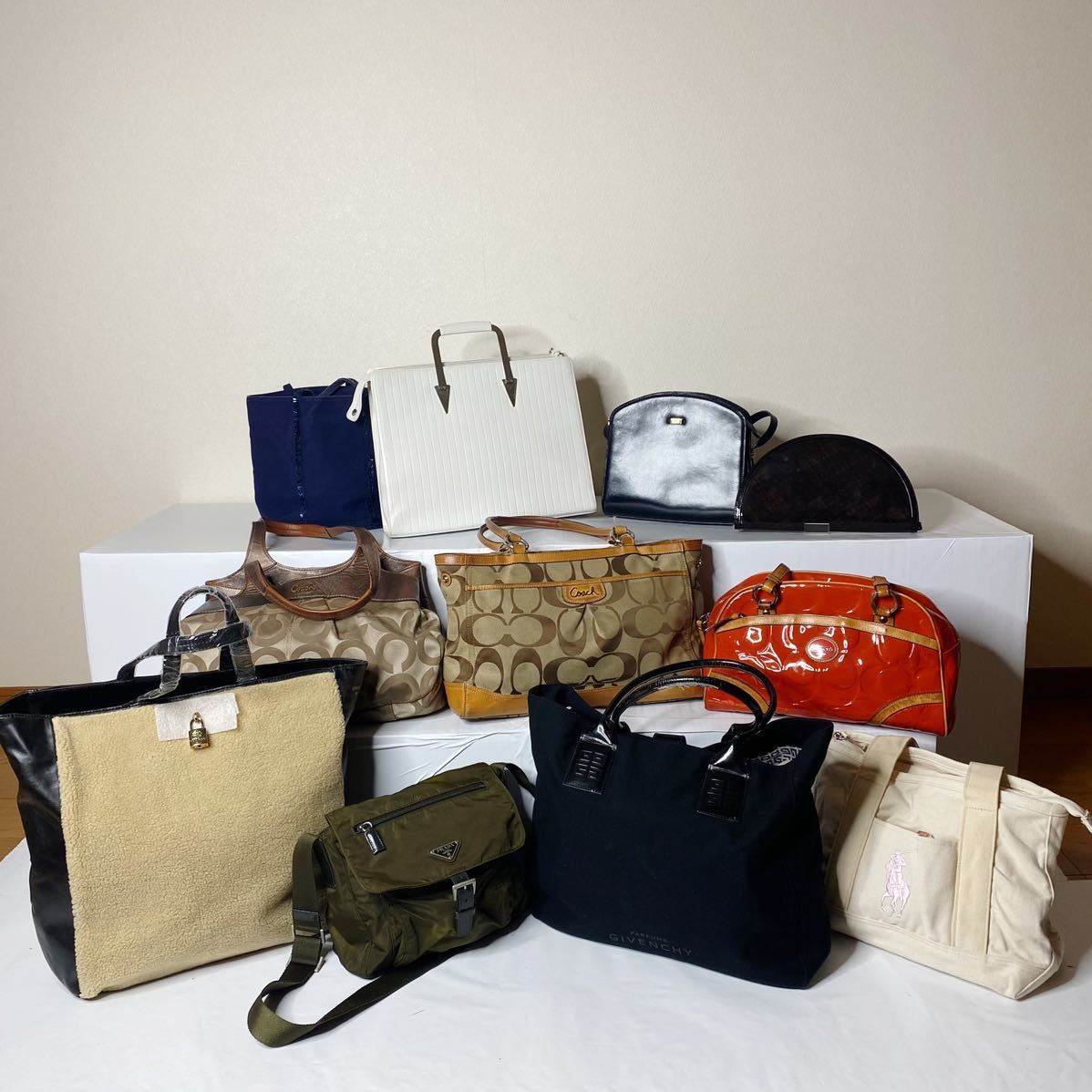 美品 日宝協鑑定書付 黒珊瑚 PERSOGE 2way ハンドバック 黒