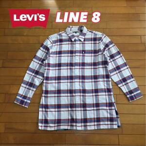 ★【 LEVI'S LINE 8 】★ネルチェック ロングシャツ グランパシャツ★サイズM★O532