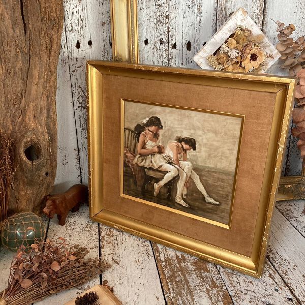 50s Vintage*Noritake Old Noritake*Old Ceramic Board Painting*Saburo Kito Nabe Painter*Framed*Art*Art*Western Painting Portrait*Print Painting*Vintage*Antique, artwork, print, others