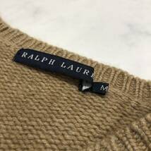 ★Ralph Lauren ラルフローレン★羊毛×カシミア 混合 ラムウール Vネック ニット セーター size M 茶 ブラウン キャメル size M 管:D:01_画像4