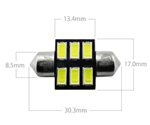 4個セット T10×31mm LED ホワイト ルームランプ球 6連 白 6000K 5630チップ 12V LEDバルブ AX031_画像2