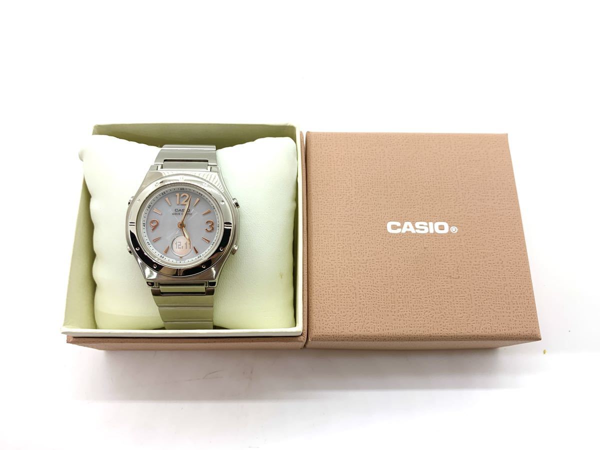L0595未使用に近い♤CASIO 電波ソーラー レディース 腕時計