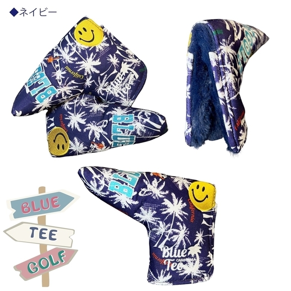 ◆4送料無料PTB【PCH:ネイビー】ブルーティーゴルフ 【パームツリー(PCHモデル)】ブレード型パターカバー BLUE TEE GOLF PMP-002