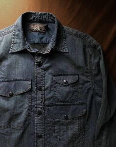 【傑作】極美品 RRL INDIGO 60/40 COTTON×NYLON SHIRTS JACKET ダブルアールエル インディゴ エンジニア ワーク シャツ ジャケット S