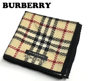 【BURBERRY】(NO.7074) バーバリー　ハンカチ　ベージュ地ノバチェック柄　未使用　50cm