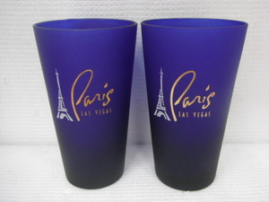 未使用保管品 Paris LAS VEGAS パリスラスベガス ホテル ショットグラス ペア 2客 ブルー コップ Z-a