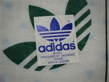 アディダス　adidas/DESCENTE　バンダナ・スカーフ　緑×青系　大きさ 59㌢×59㌢　綿100％/木綿　1970～80年代デサント製品_画像6