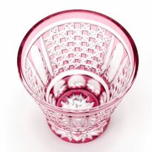 送料無料 江戸切子クリスタルロックグラス（金赤）伝統工芸品 ロックグラス 切子グラス（305）_画像3