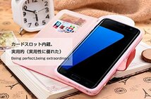 galaxy s7 edge レザーケース ギャラクシー s7 エッジ ケース SC-02H SCV33 手帳型 ストラップ付き リボン ネイビー_画像2