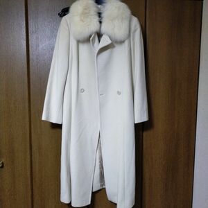 アンゴラ ロングコート ファーつき　白　大人　上品　フォーマル　パーティー　スーツ　38
