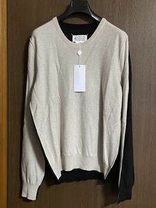 M新品60%of メゾンマルジェラ Spliced 再構築 ニット ドッキング セーター 20AW size M 46 Maison Margiela 10 メンズ アイボリー ブラック